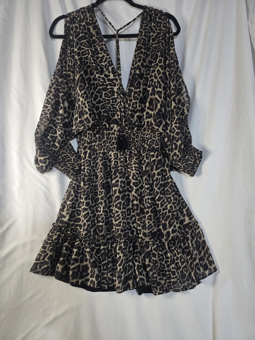 lovestitch Leopard Print Mini Dress - Black & Tan